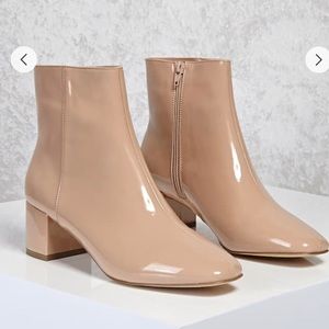 Patent Faux Leather Ankle Boots